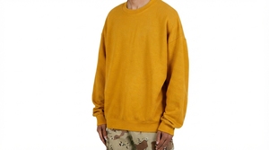 Sweat-shirt à col rond surdimensionné pour homme, couleur unie, coton, molleton français, pull décontracté, vêtements d'automne - Product Image 6