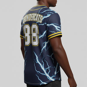 Camiseta de Béisbol de Primera Calidad, Tallas Grandes, OEM/ODM, Personalizada, con Logotipo Bordado, Cierre de Botones, Manga Corta, Transpirable - Product Image 2