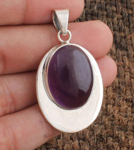 Collar de Plata de Ley 925 con Baño de Platino y Amatista Natural Vintage, Gema Púrpura Intenso AAA, Piedra de Nacimiento de Febrero - Product Image 1