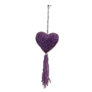 Purple cloth Beads Heart Shape Christmas Decoration Ornaments Items Top Selling Product for Home Decor