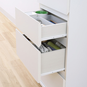 Modern <b>White</b> 4-Drawer Adjustable Chest Storage Cabinet Minimalist Design Freestanding Home Office Living Room Furniture Wooden - Product Image 4