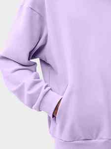 เสื้อฮู้ดดี้สีลาเวนเดอร์แบบยูนิเซ็กซ์ แขนยาว ทรงโอเวอร์ไซส์ ผ้าถัก สีพื้น ดีไซน์กระเป๋า ใส่สบายๆ สำหรับฤดูใบไม้ร่วง - Product Image 3