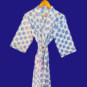 Magnifique kimono long en coton tissé à la main, luxueux, avec ceinture à nouer, robe de nuit pour l'été/le printemps, imprimé floral pour femmes - Product Image 1