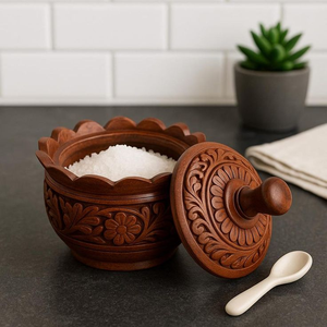 Boîte à sel et à sucre en bois d'acacia faite à la main pour la cuisine – Meilleure vente, très demandée - Product Image 1