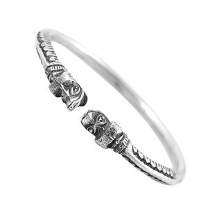 <b>Silver</b> Mountain Dual Skull Sterling <b>Silver</b> Open <b>Cuff</b> Charm <b>Bracelet</b>/Bangle with Antique <b>Silver</b> Finish Oxidized Look Cute Design - Product Image 3