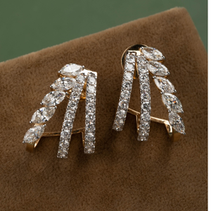 Round Marquise Diamond Enchanted Cluster <b>Earrings</b> in 14K Yellow Gold Elegant Luxury <b>Fine</b> Jewelry for Women Statement Gift - Product Image 1