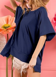 T-shirt en coton uni de haute qualité pour femmes - Product Image 4