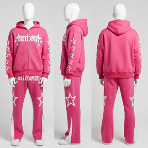 Conjunto de Sudadera con Capucha y Pantalones Deportivos de Algodón 100% Pesado con Logotipo Personalizado DTG 2026, Cierre con Cordón, Venta al Por Mayor - Product Image 1