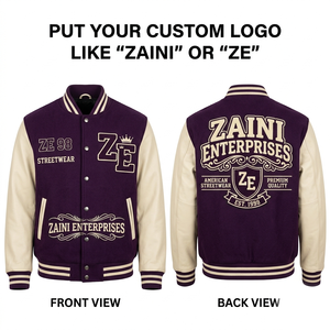 <b>Mens</b> Varsity <b>Jacket</b> 420 GSM Cotton Fleece Body PU Leather Sleeves Maroon <b>White</b> Chenille Embroidery Tackle Twill Custom Logo - Product Image 3