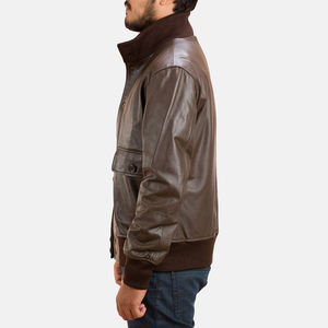 2026 Fashion Trend Men's Genuine Cowhide Leather <b>Jacket</b> Waterproof Breathable Anti-Uv <b>Mandarin</b> <b>Collar</b> Bomber <b>Jacket</b> Manufacturer - Product Image 3