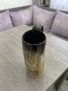 High Quality Natural Buffalo Horn <b>Mug</b> With Handle High Quality for Beer Wine Mead Ale/Drinking Horn Tankard - Product Image 3