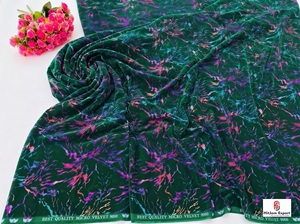 High Quality Velvet Printed Fabric Multicolor Foil Work Dresses Apparel Fashion Textile Decor OEMODM Custom - Product Image 6
