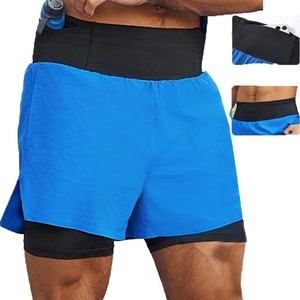 Shorts de sport taille haute pour hommes, séchage rapide, en Spandex et Polyester, couleur unie, taille élastique, pour la course et l'entraînement, Fabricant OEM ODM - Product Image 6