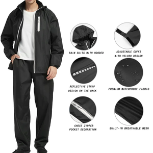 Chándal Unisex Negro con Capucha, Manga Larga, Impermeable, Estilo Deportivo, con Bolsillos Laterales, Corte Regular, para Adultos, Ropa de Primavera - Product Image 4