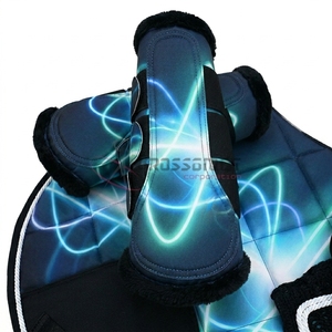 Ensemble d'équipement d'équitation personnalisé 3 pièces : tapis de selle, bonnet d'oreille, protège-tibias antidérapants et amortisseurs en polyester et coton - Product Image 5