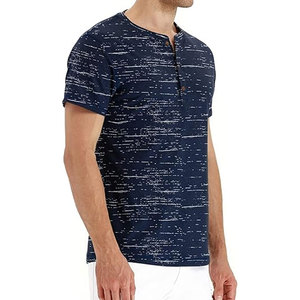 T-shirt Henley en coton à manches courtes coupe classique pour homme, 3 boutons, prix de gros usine, t-shirts vierges coupe classique pour marque - Product Image 4