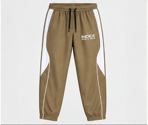 INDEX Men's <b>Tracksuit</b> Full Zip Sporty Style Khaki <b>White</b> Stripes Regular Fit Autumn Wear Breathable Polyester Cotton - Product Image 4