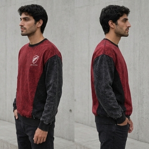 Acid <b>Wash</b> Crewneck Fleece Lined Heavyweight 220g 100% Cotton Solid Custom Made High Quality Men's Winter Casual Hoodie Pakistan - Product Image 6