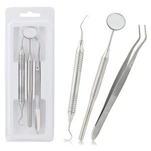 Kit d'examen dentaire 3 pièces en acier inoxydable, manuel, haute qualité, certifié CE Classe I, emballage personnalisé, miroir, manche, étudiant - Product Image 6