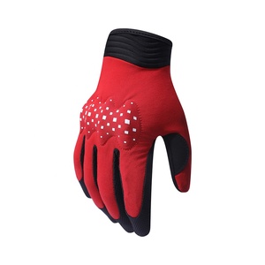 Sporty <b>Bike</b> Wear Gloves <b>Red</b> Black Heat Transfer Print Breathable Polyester Wrist Length For Cycling - Product Image 1