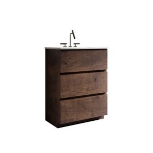 Mobile bagno moderno TIA 24 pollici in noce con lavabo, 3 fori per rubinetteria, ampio spazio contenitivo, mobiletto autoportante per il tuo bagno - Product Image 2