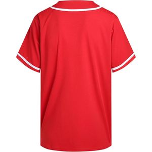 Classic <b>Red</b> Baseball Jersey White Piping Accents Timeless Team Sportswear For Baseball And Softball Leagues - Product Image 2