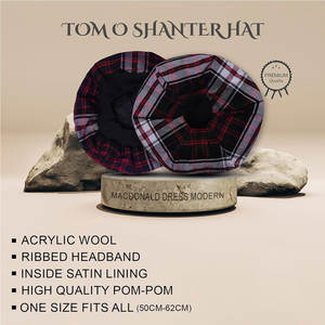 Gorro Escocés Macdonald Moderns Tartan Clan Bonnet Tam o' Shanter con Pompón, Gorro de Lana de las Tierras Altas, Venta al por Mayor - Product Image 2