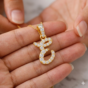 Personalized Trendy Custom Cute <b>Initial</b> Alphabet Letter Charms Necklace Fine Solid 10K Gold Natural Diamond Pendant Gift Wedding - Product Image 3