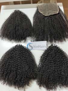 SDD <b>Kinky</b> Curly Bundles Natural Color 100% Vietnamese Human <b>Hair</b> <b>Extensions</b> Raw <b>Hair</b> for Black Women Styles - Product Image 4