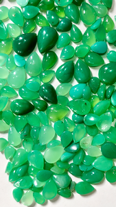 Natural Chrysoprase Pear Cabochon | Green Chrysoprase Loose Gemstone | Polished Round Cab | Jewelry Making <b>Stone</b> | Ring Pendant - Product Image 3