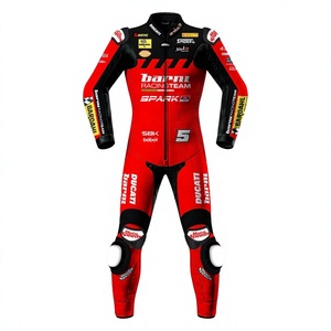 Traje de Motociclismo Yari Montella WSBK Rucati 1 Pieza, Traje de Piel de Vacuno/Canguro para Carreras/Pista, Nivel CE 2 - Product Image 1