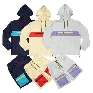 Conjunto Deportivo para Hombre, Chaqueta con Cierre y Pantalones Cortos, Diseño de Bloques de Color, Reflectante, de Nailon, Personalizable - Product Image 1