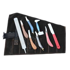 Juego de cuchillos de herrador duraderos con hoja grande, doble cara, extremo de latón, cuchillo de punta de arcoíris negro, lima raspadora, pulidor y cortador de acero inoxidable - Product Image 4