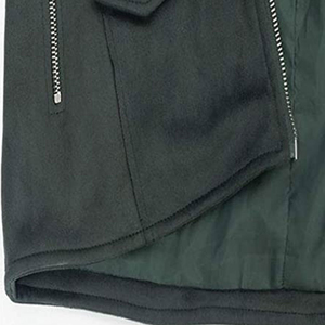 Blouson moto court en cuir véritable pour femme, manches longues, col montant, fermeture éclair, couleur unie, pour l'hiver, avec logo frontal - Product Image 3