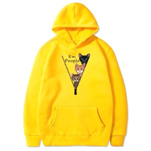 Custom Unisex Graphic <b>Pullover</b> Hoodie Grey Funny Cat Print Ew People Slogan Fleece Streetwear Women <b>Men</b> Hoodies Sweatshirt - Product Image 3