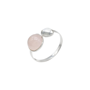Trending 4 Ctw Rose Quartz & White Topaz <b>Open</b> Cuff <b>Ring</b> in 925 Sterling Silver Adjustable Double Stone <b>Ring</b> from Chordia Jewels - Product Image 2
