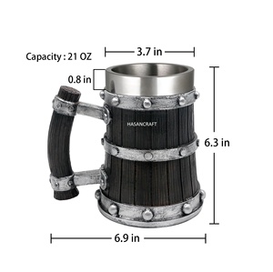 แก้วเบียร์ไวกิ้ง แก้วไม้ แก้วสแตนเลส อุปกรณ์ดื่มไวน์ ของตกแต่งวินเทจ ของขวัญสำหรับวันฮาโลวีน คริสต์มาส วันเกิด - Product Image 5