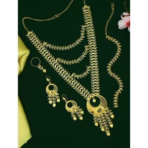 Gold Plated Trendy Brass Imitation Jewelry Sets With Earrings, Perfect Collection for Ramadan, Traditional Jewelry for Women - Product Image 2