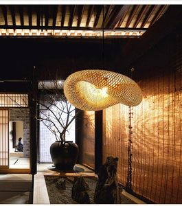Luminaire suspendu en rotin pour cuisine, abat-jour en bambou, éclairage tissé à la main, décoration en bois, luminaire suspendu moderne pour plafond - Product Image 5