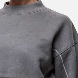 Sudadera Corta para Mujer, Estilo Francés, Cuello Redondo, Hombros Caídos, Oversize, Nueva Colección, Estampado y Bordado - Product Image 5