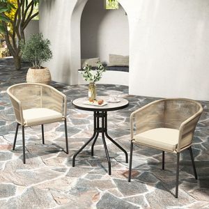 Set di 4 Sedie da Patio con Schienale Curvo e Cuscino per Arredamento da Esterno - Product Image 1