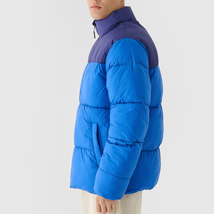 Men's Blue Hooded Collar Zipper Closure Waterproof Windproof <b>Reversible</b> Casual Winter Puffer <b>Jacket</b> Polyester 2026 High Street - Product Image 4