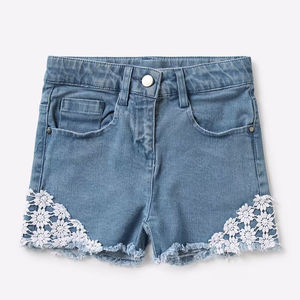 Fashion women <b>denim</b> shorts with comfortable stretch <b>material</b> and elegant design for casual modern looks. - Product Image 4
