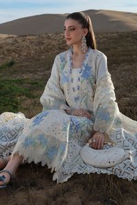 Elegante Salwar Kameez de Poliéster/Algodón con Bordado Floral Azul, Largo hasta el Suelo, Tradicional para Fiestas, para Mujeres en India - Product Image 4