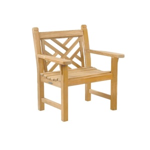 Fauteuil de jardin moderne en teck avec dossier décoratif, durable, imperméable et écologique, mobilier de patio pour balcon - Product Image 1