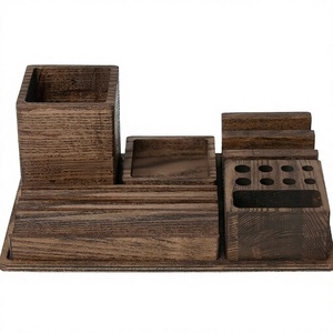 New arrival Modern Personalised <b>Wooden</b> <b>Desk</b> Set <b>Organiser</b> with Pen Holder for Office or Home Desktop Use direct from factory low - Product Image 1