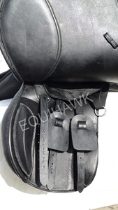 Sillín de caballo de salto de resistencia inglés de tendencia superior cuero suave completo con rollo de rodilla desmontable árbol de plástico fabricado en India - Product Image 4