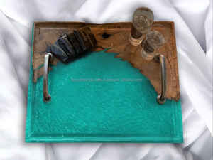 Nouveau plateau de service en bois et résine époxy avec logo personnalisé et motif de modèle d'Inde - Product Image 5