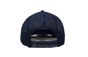 OEM Woven Patch Logo <b>Navy</b> 6-Panel Structured Trucker Cap with Rope Custom Private Label Mesh <b>Hat</b> for Business Wholesale - Product Image 4