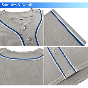 Maillot de baseball streetwear oversize unisexe à épaules tombantes, personnalisable, en maille respirante avec boutons sur le devant - Product Image 4